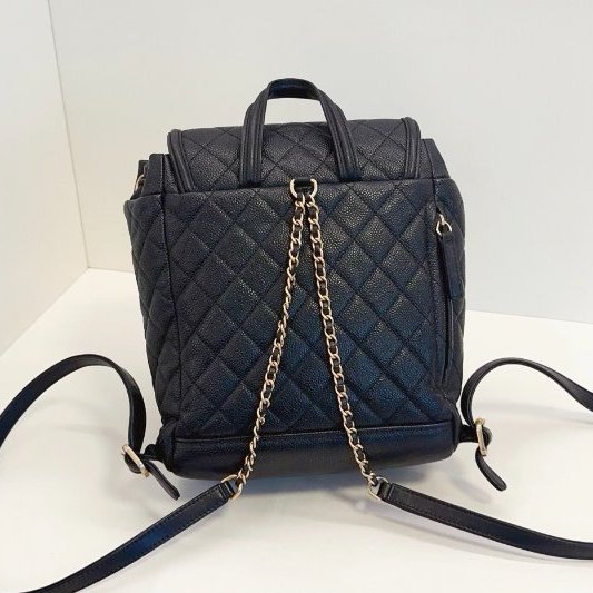 經典款 Chanel香奈兒 Vanity case黑金荔枝牛皮抽繩後背包-1