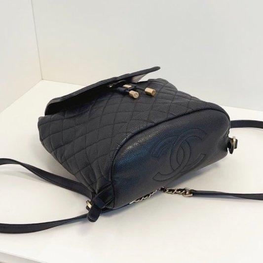 經典款 Chanel香奈兒 Vanity case黑金荔枝牛皮抽繩後背包-4