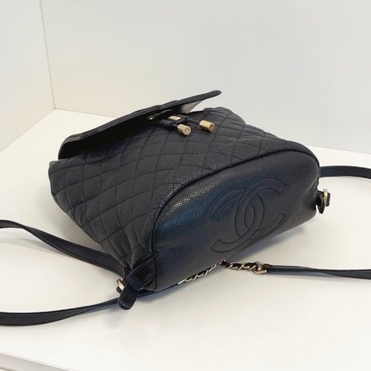 經典款 Chanel香奈兒 Vanity case黑金荔枝牛皮抽繩後背包-7