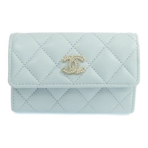 CHANEL 牛皮皮革Card Case銀扣卡片套