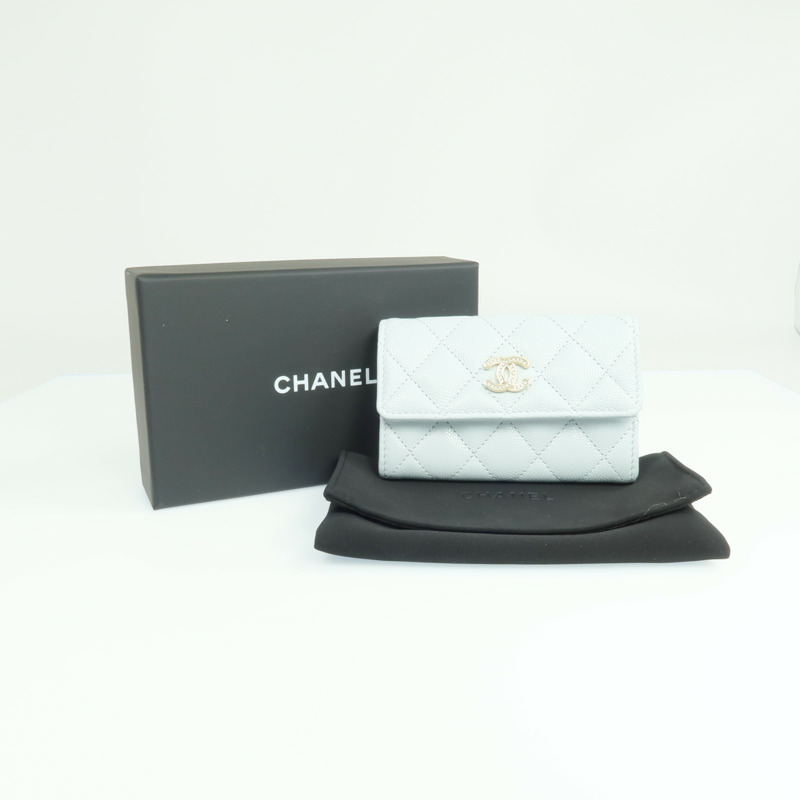 CHANEL 牛皮皮革Card Case銀扣卡片套-9