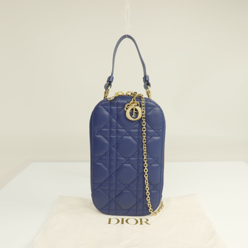 Dior 羊皮皮革Lady Dior Call'in Dior Phone Holder金扣鏈帶手挽肩背兩用袋-8