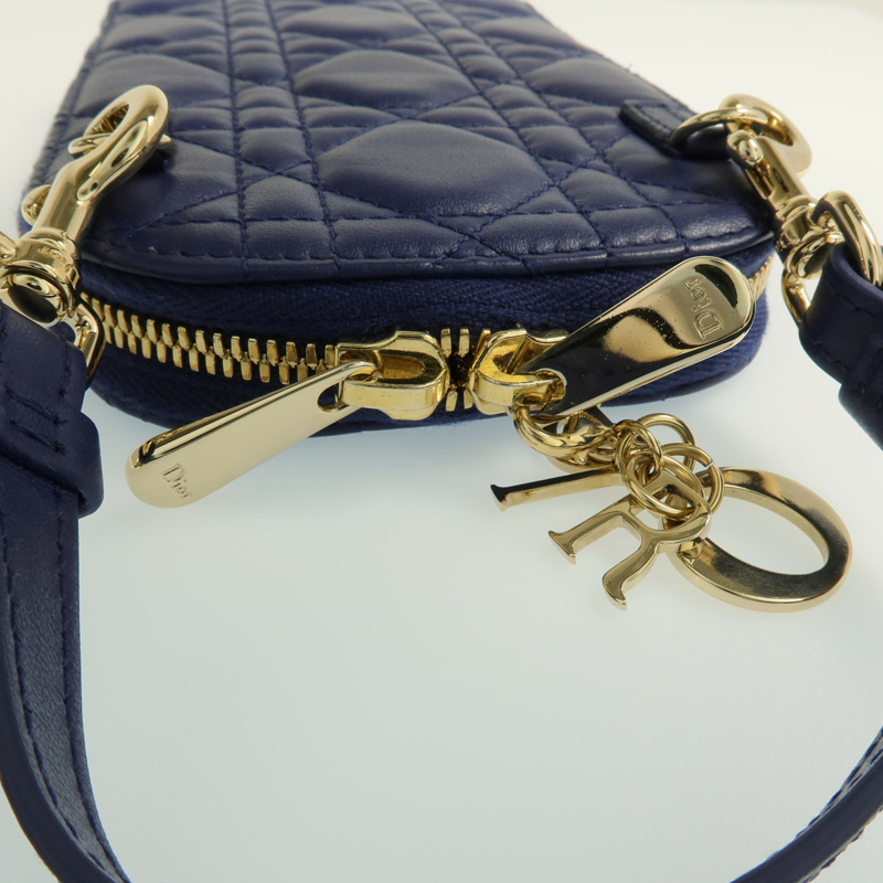 Dior 羊皮皮革Lady Dior Call'in Dior Phone Holder金扣鏈帶手挽肩背兩用袋-13