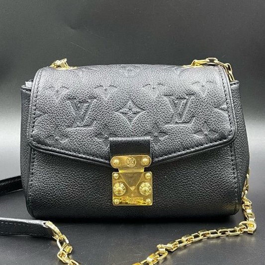 Lv路易威登黑色印花壓紋鏈條肩背斜背包-0