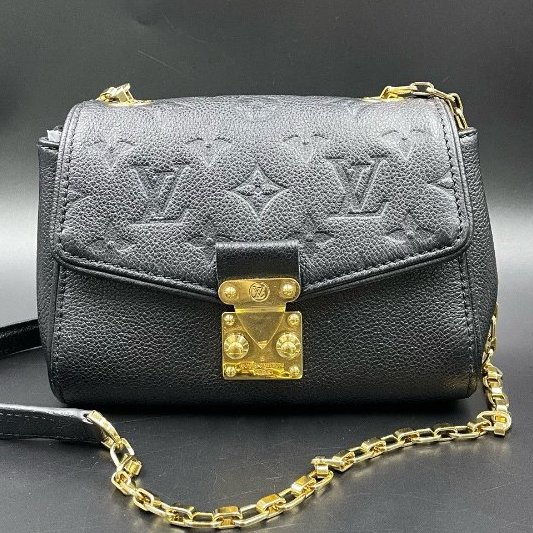 Lv路易威登黑色印花壓紋鏈條肩背斜背包-5