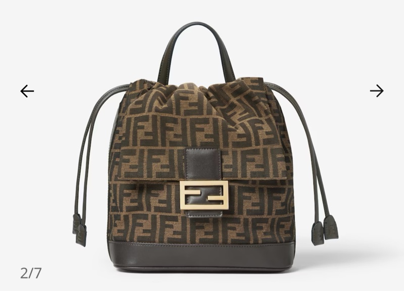 FENDI 棕色FF提花布料背包-3