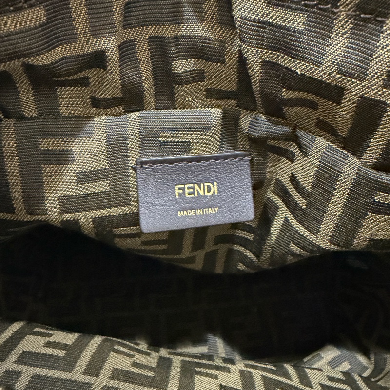 FENDI 棕色FF提花布料背包-15