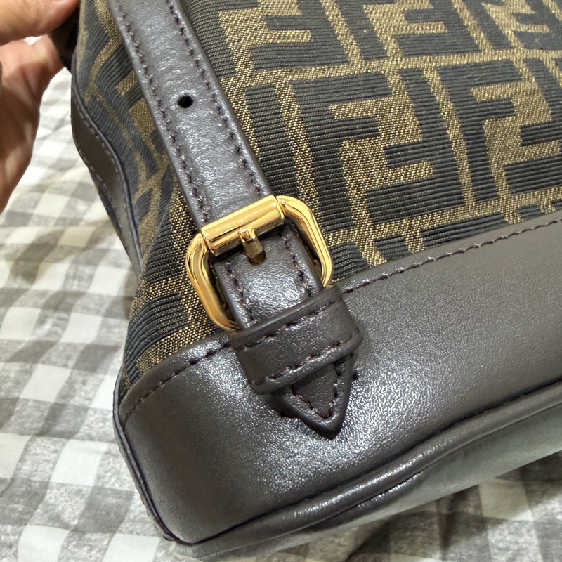 FENDI 棕色FF提花布料背包-20