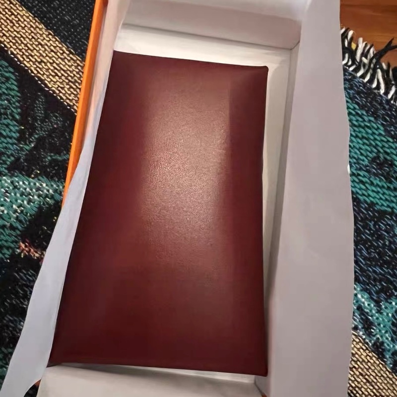 超美! 愛馬仕 Hermès Bastia 零錢包|Box 小牛皮W刻|酒紅棕|銀扣|附盒-3