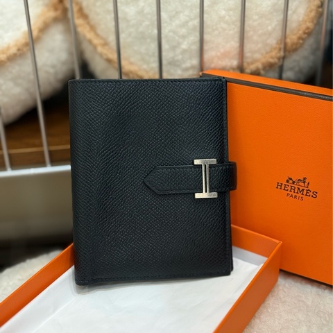 （2023台灣專櫃購證）Hermes bearn 短夾 黑銀  專櫃購入近十萬