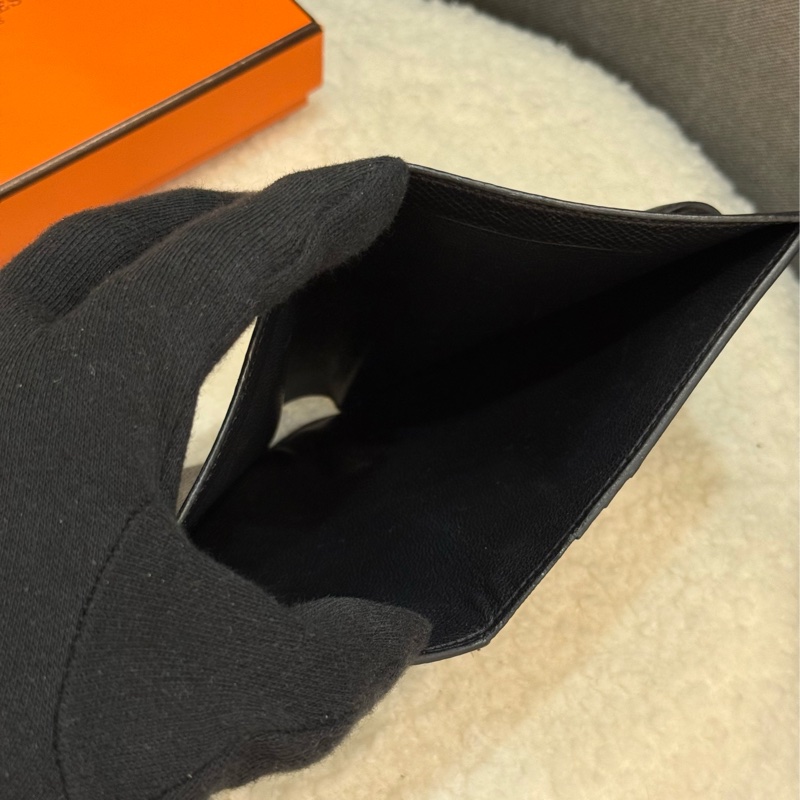 (2023台灣專櫃購證)Hermes bearn 短夾 黑銀 專櫃購入近十萬-5