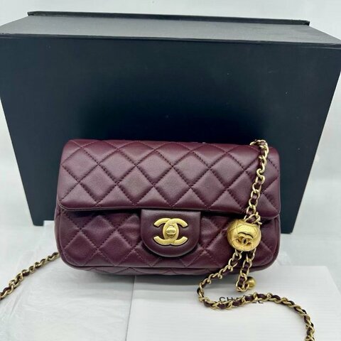 chanel Cf20金球24k紅棕色99新配件塵袋盒子