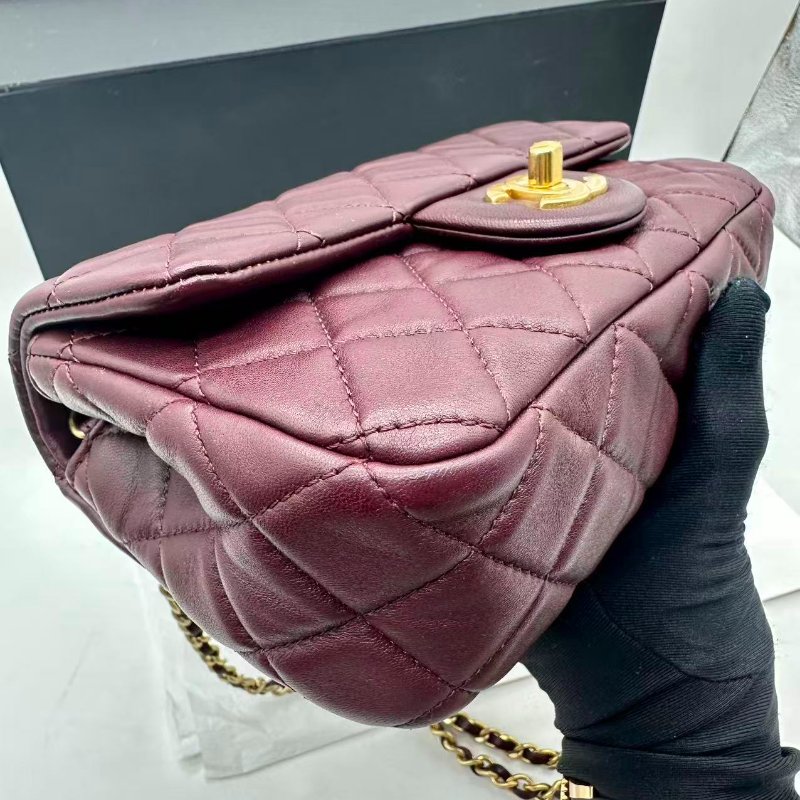 chanel Cf20金球24k紅棕色99新配件塵袋盒子-2