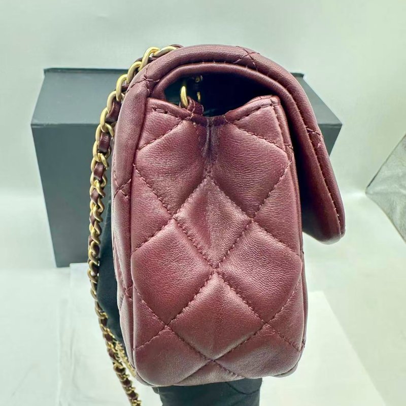 chanel Cf20金球24k紅棕色99新配件塵袋盒子-4