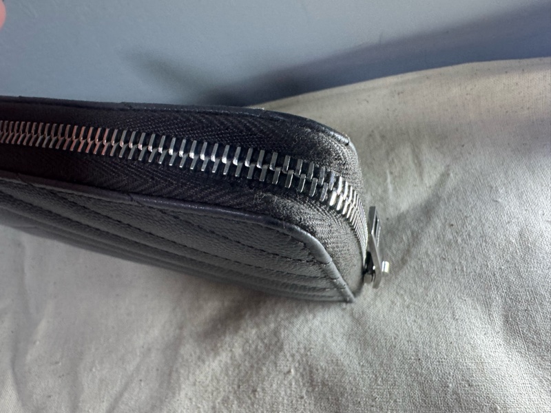 YSL SAINT LAURENT 聖羅蘭 經典魚子醬灰色長夾-8