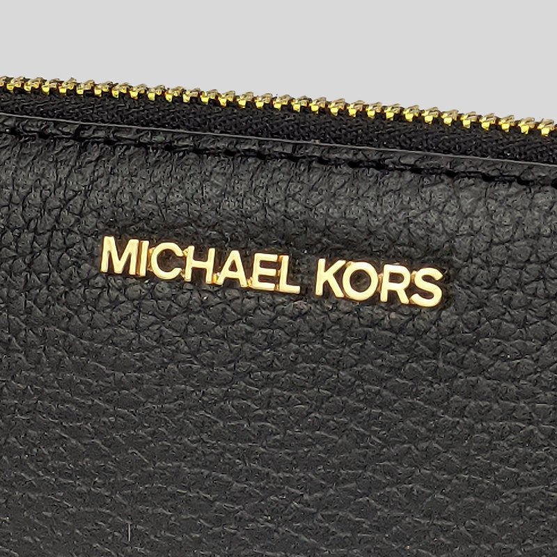 【Michael Kors】專櫃經典款 JET SET TRAVEL 金標LOGO防刮皮革拉鍊長夾(手提鏈帶可拆)-5