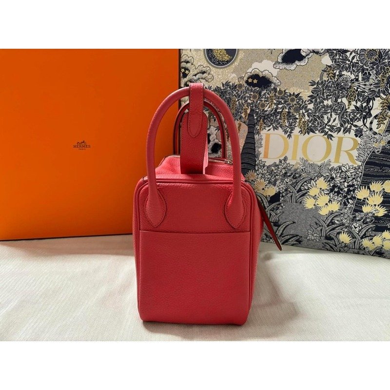 💕Hermes 林迪Lindy 30/牡丹紅銀釦/95新美品-3