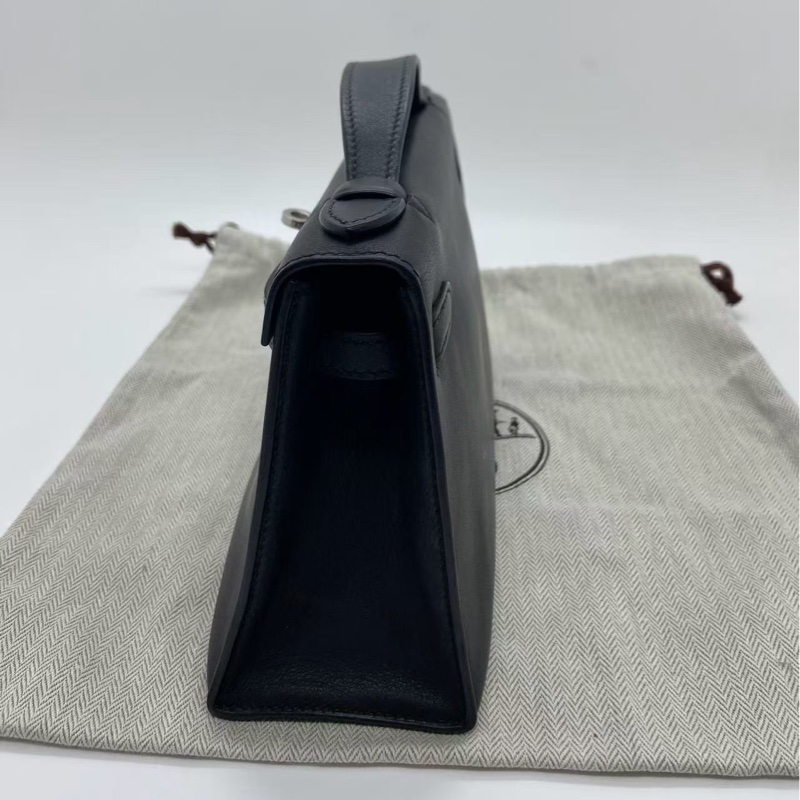 二手Hermes愛馬仕mini Kelly一代黑銀swift皮L刻-2