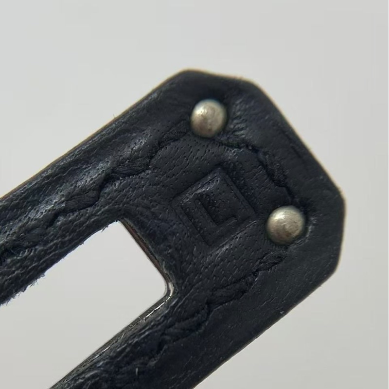 二手Hermes愛馬仕mini Kelly一代黑銀swift皮L刻-7