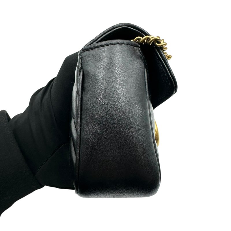 【美收精品】Gucci 黑金全皮鏈條肩背包 C-166【隔月月中將轉賣至日本 上架期限30天】-2