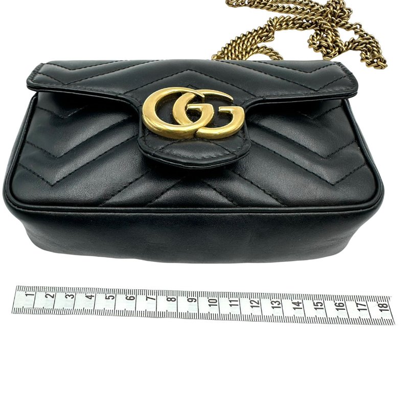 【美收精品】Gucci 黑金全皮鏈條肩背包 C-166【隔月月中將轉賣至日本 上架期限30天】-11