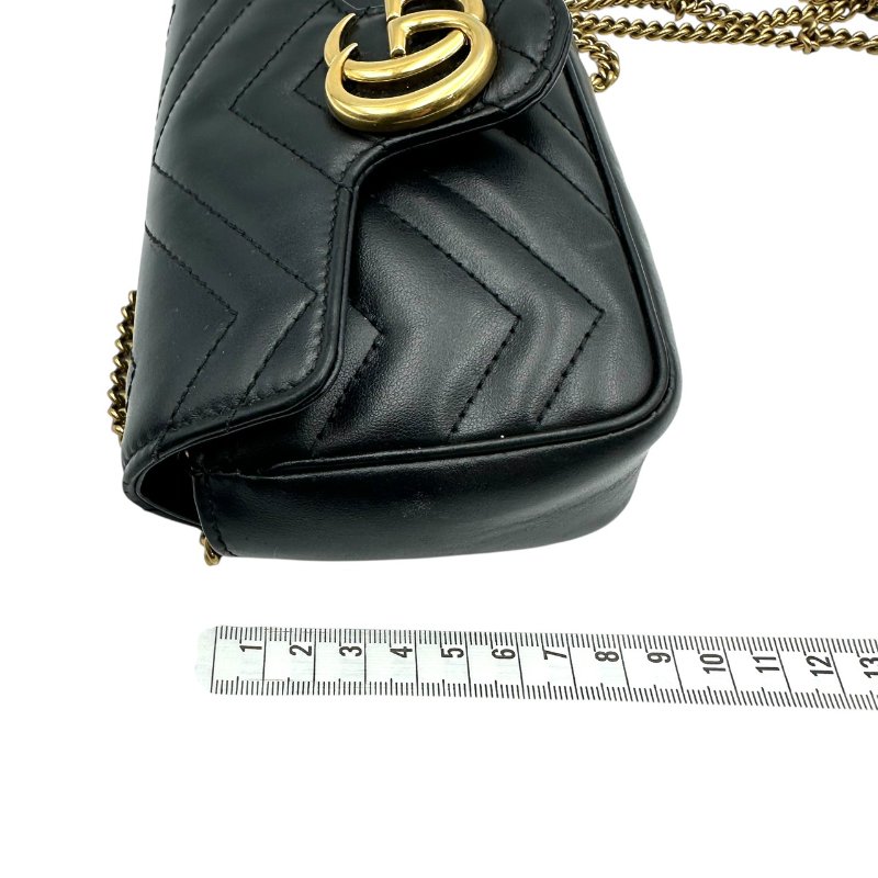 【美收精品】Gucci 黑金全皮鏈條肩背包 C-166【隔月月中將轉賣至日本 上架期限30天】-12