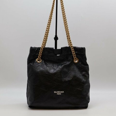 Balenciaga Crush復古小牛皮托特包 - 小號黑金