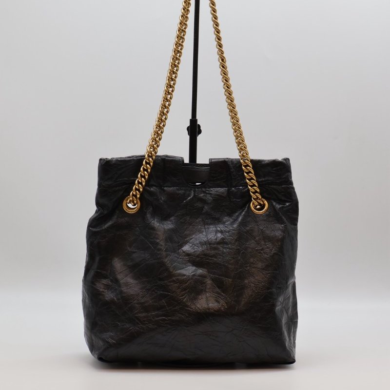 Balenciaga Crush復古小牛皮托特包 - 小號黑金-1