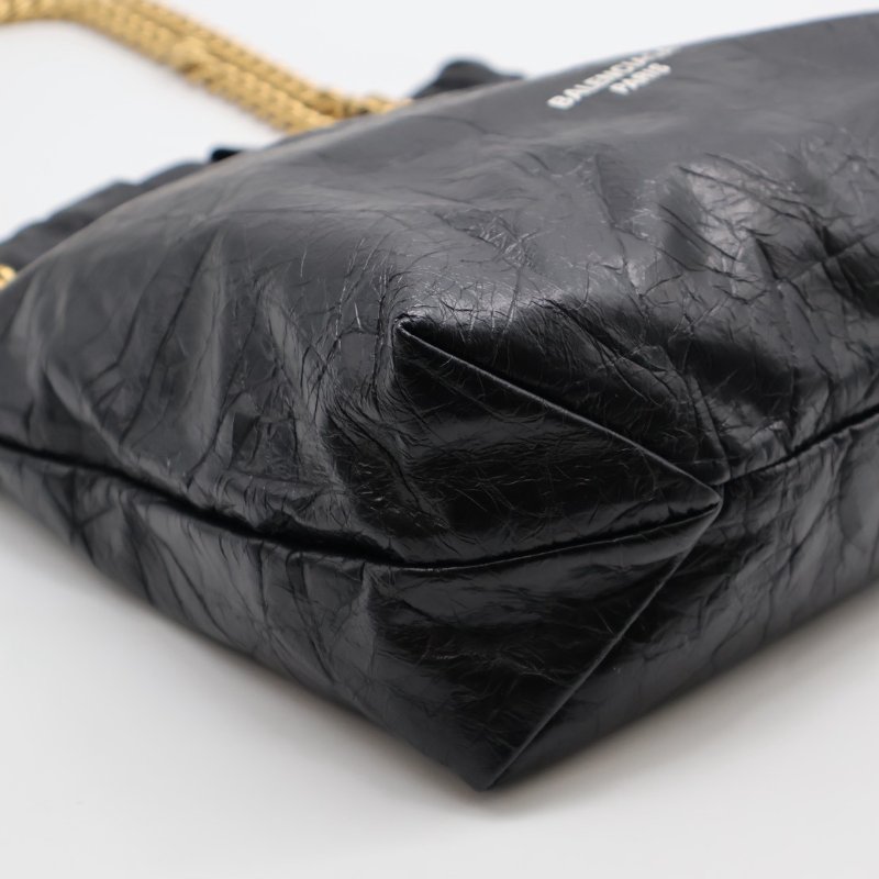 Balenciaga Crush復古小牛皮托特包 - 小號黑金-8