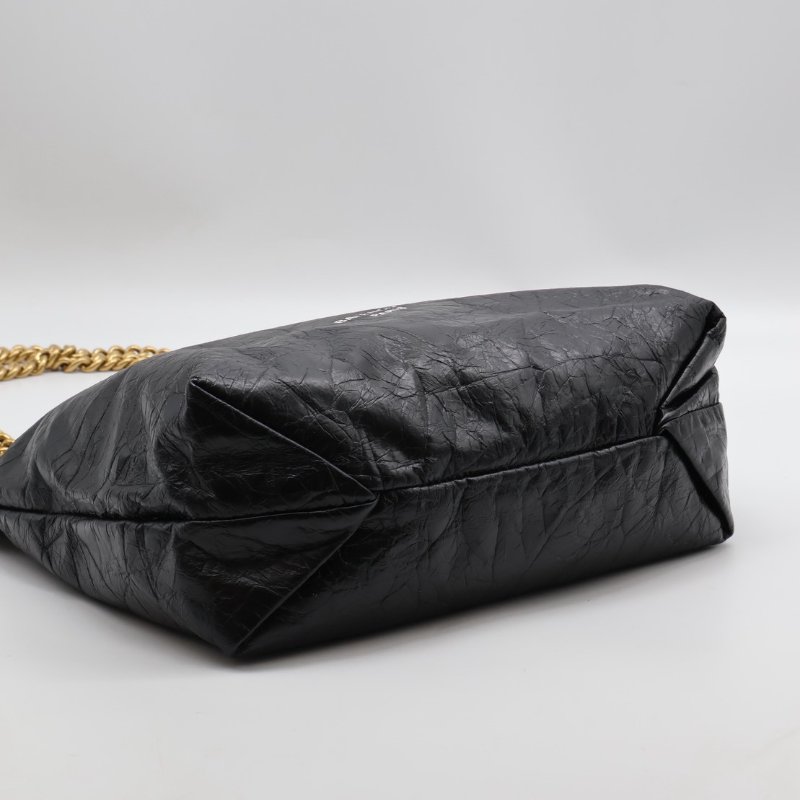 Balenciaga Crush復古小牛皮托特包 - 小號黑金-9