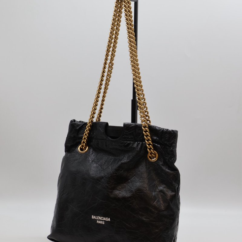 Balenciaga Crush復古小牛皮托特包 - 小號黑金-10
