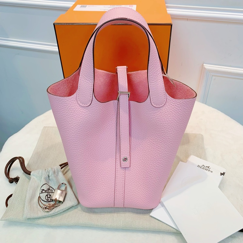 🎀有上海專門店正單💕情人節限定🫧 Hermes 櫻花粉Picotin18銀扣-0