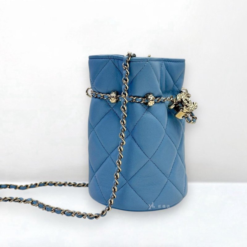 S5257-CHANEL包包 藍色MINI束口水桶包-1