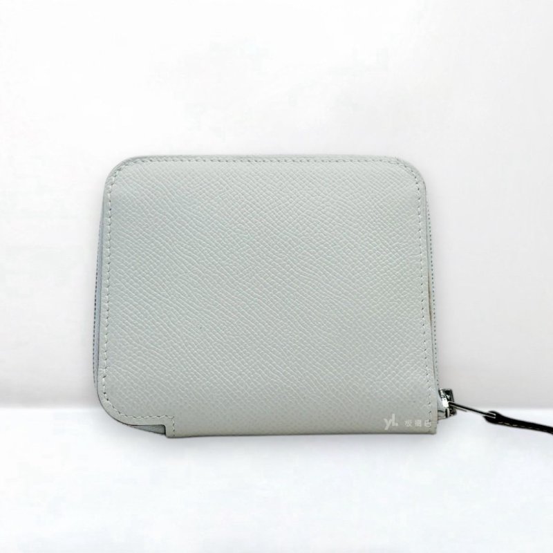 S5256-HERMES零錢包 80珍珠灰桃紅絲巾短夾-0