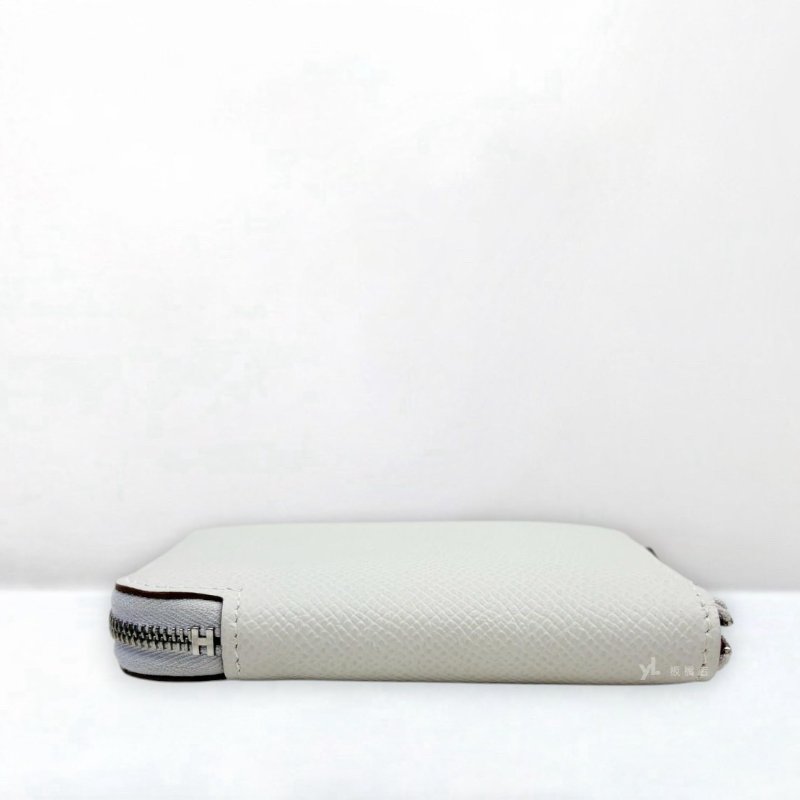 S5256-HERMES零錢包 80珍珠灰桃紅絲巾短夾-4