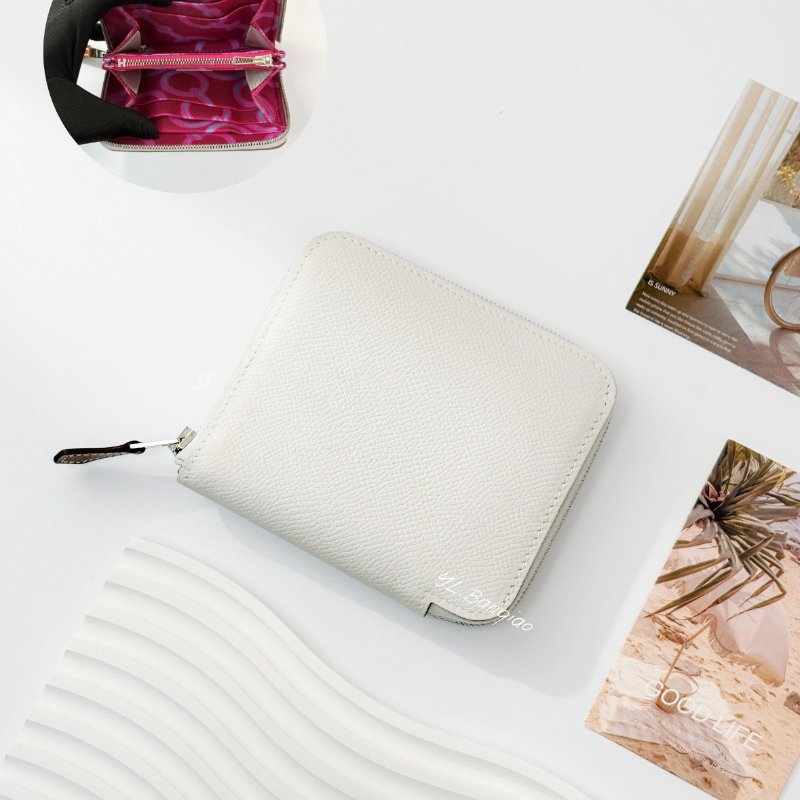 S5256-HERMES 80珍珠灰桃紅絲巾短夾-0