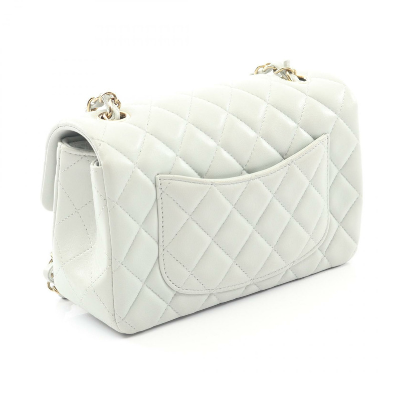 香奈兒 (CHANEL) 迷你絎縫 20 鏈條肩背斜背包 A69900 皮革 灰色 GHW CC-1