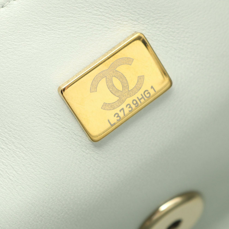 香奈兒 (CHANEL) 迷你絎縫 20 鏈條肩背斜背包 A69900 皮革 灰色 GHW CC-4