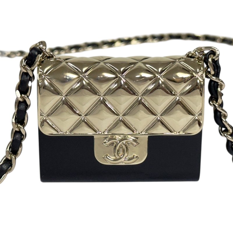 CHANEL 迷你翻蓋包 皮穿鏈 斜揹飾品-3