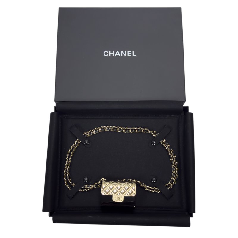 CHANEL 迷你翻蓋包 皮穿鏈 斜揹飾品-15