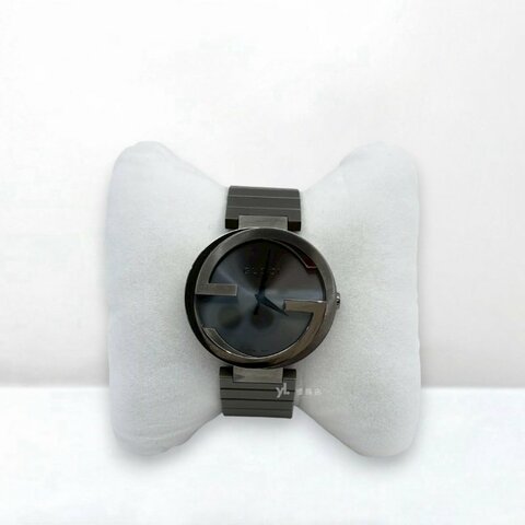 GUCCI手錶 Interlocking-G黑鋼石英錶 /YA133210