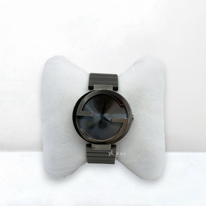 GUCCI手錶 Interlocking-G黑鋼石英錶 /YA133210-0