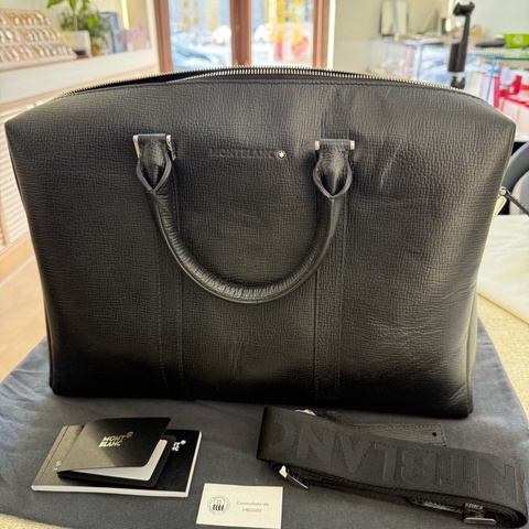 Montblanc 萬寶龍公文包，黑色，有肩帶