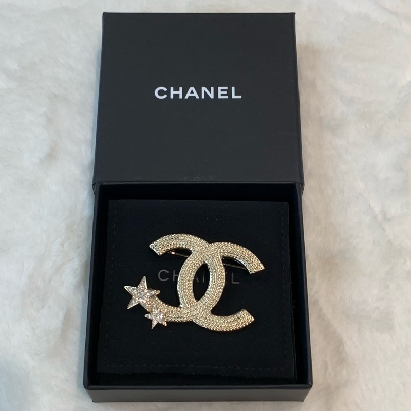 🌟閃閃金色雙子星 雙星chanel logo Chanel brooch 23年刻印-0