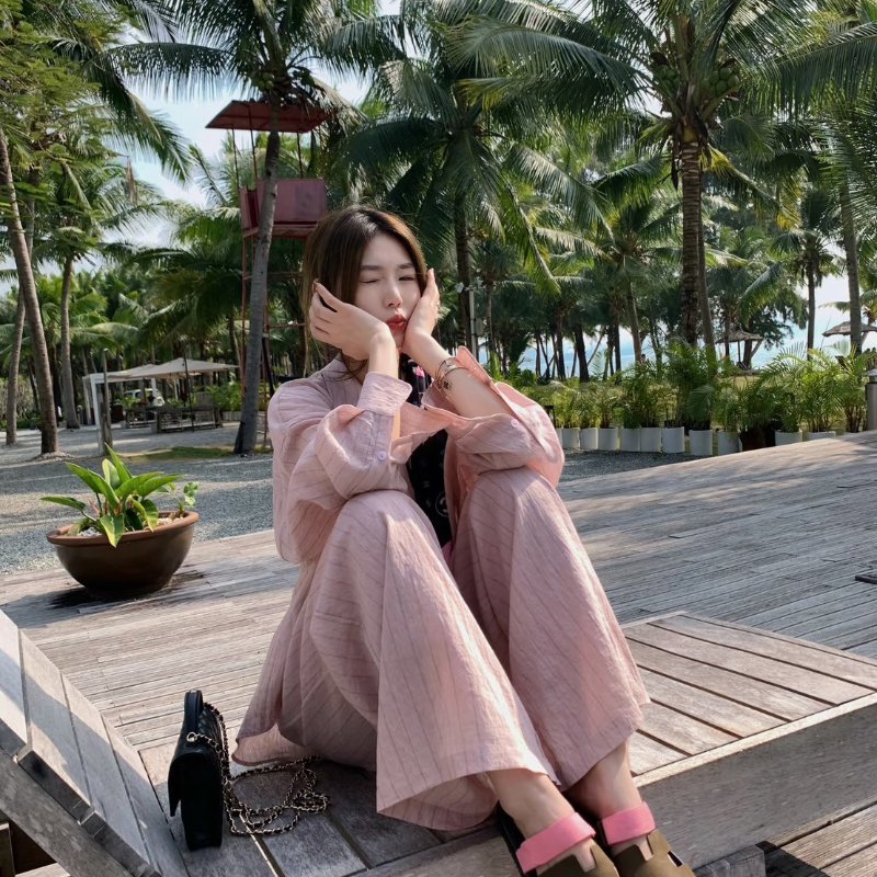 HERMES Chypre 麂皮拖鞋 - 灰綠 / 沙丘粉 41-1