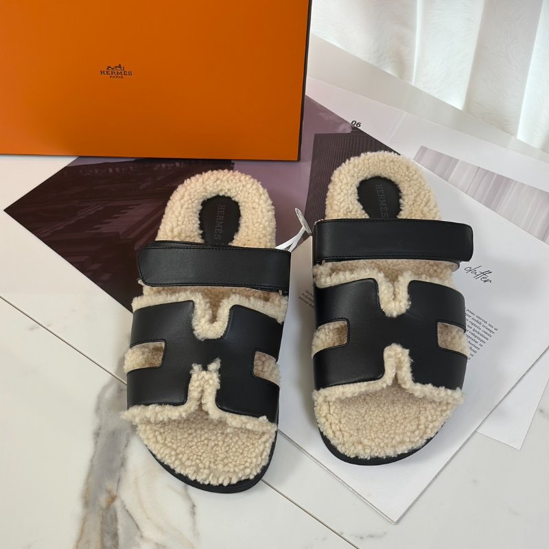 HERMES Chypre 泰迪拖鞋 - 黑 40-0