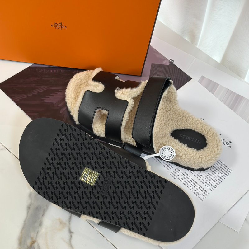 HERMES Chypre 泰迪拖鞋 - 黑 40-5