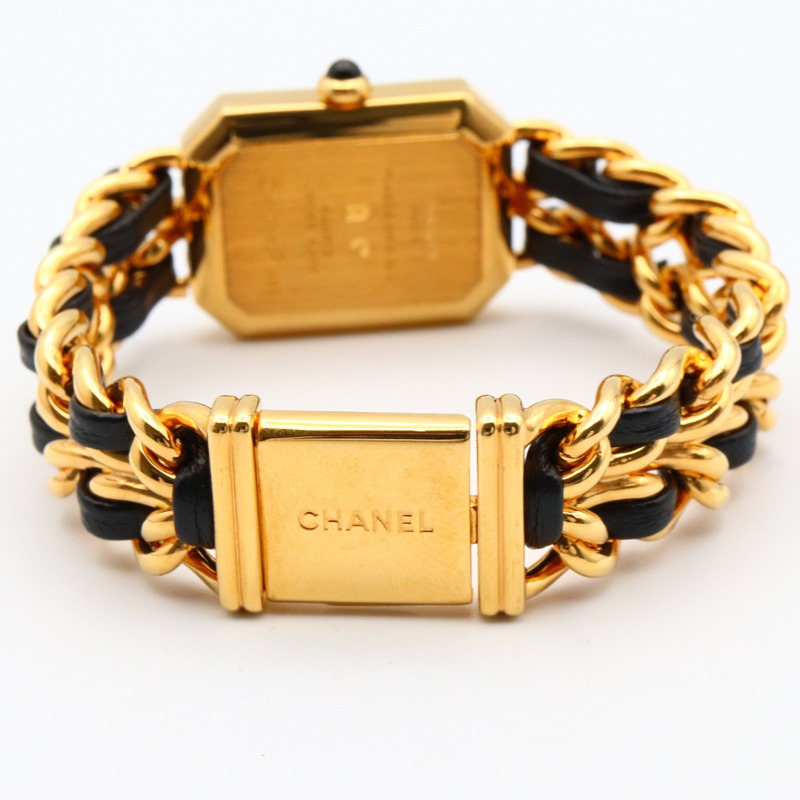Premiere S 石英腕錶 黑色錶盤 鍍金 皮革錶帶【CHANEL 香奈兒】 H0001-3