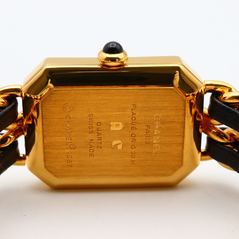 Premiere S 石英腕錶 黑色錶盤 鍍金 皮革錶帶【CHANEL 香奈兒】 H0001-4