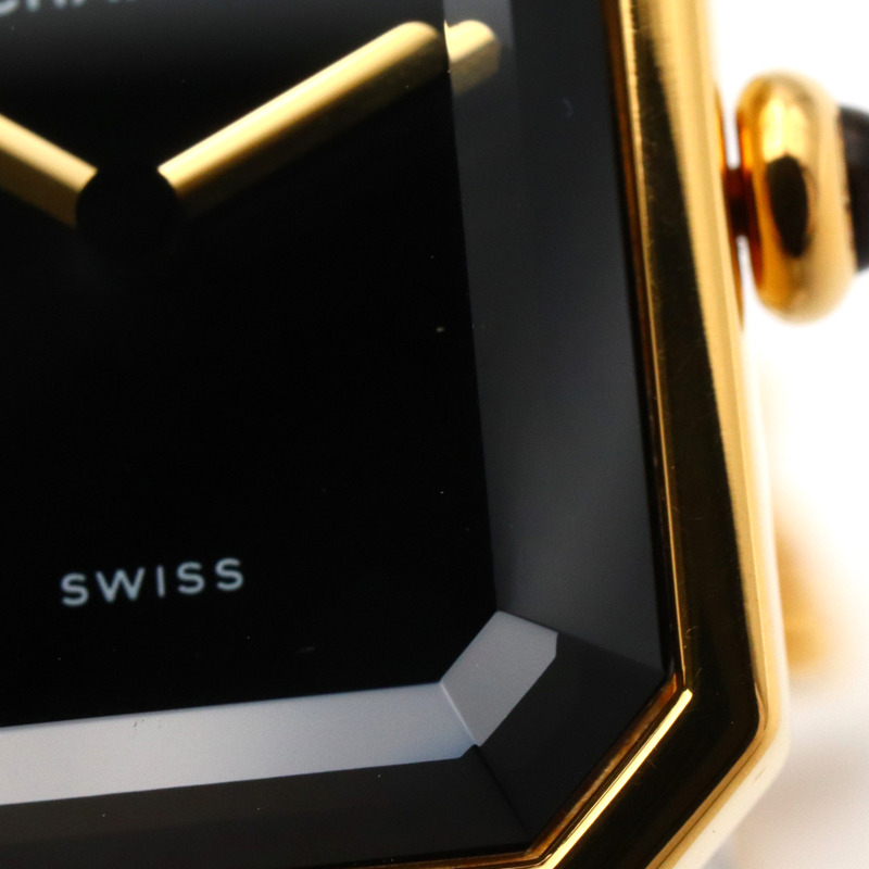 Premiere S 石英腕錶 黑色錶盤 鍍金 皮革錶帶【CHANEL 香奈兒】 H0001-7